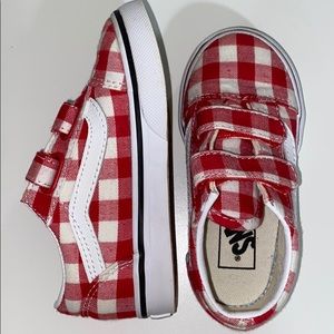 Red Gingham Vans Velcro 7.5 US 24 EU